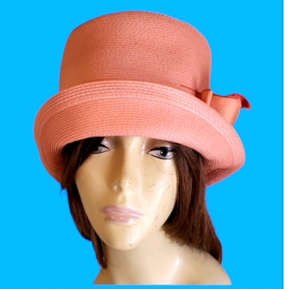 Orange Juan Ell Vintage Union‎ Made in USA Summer Hat Satin Trim